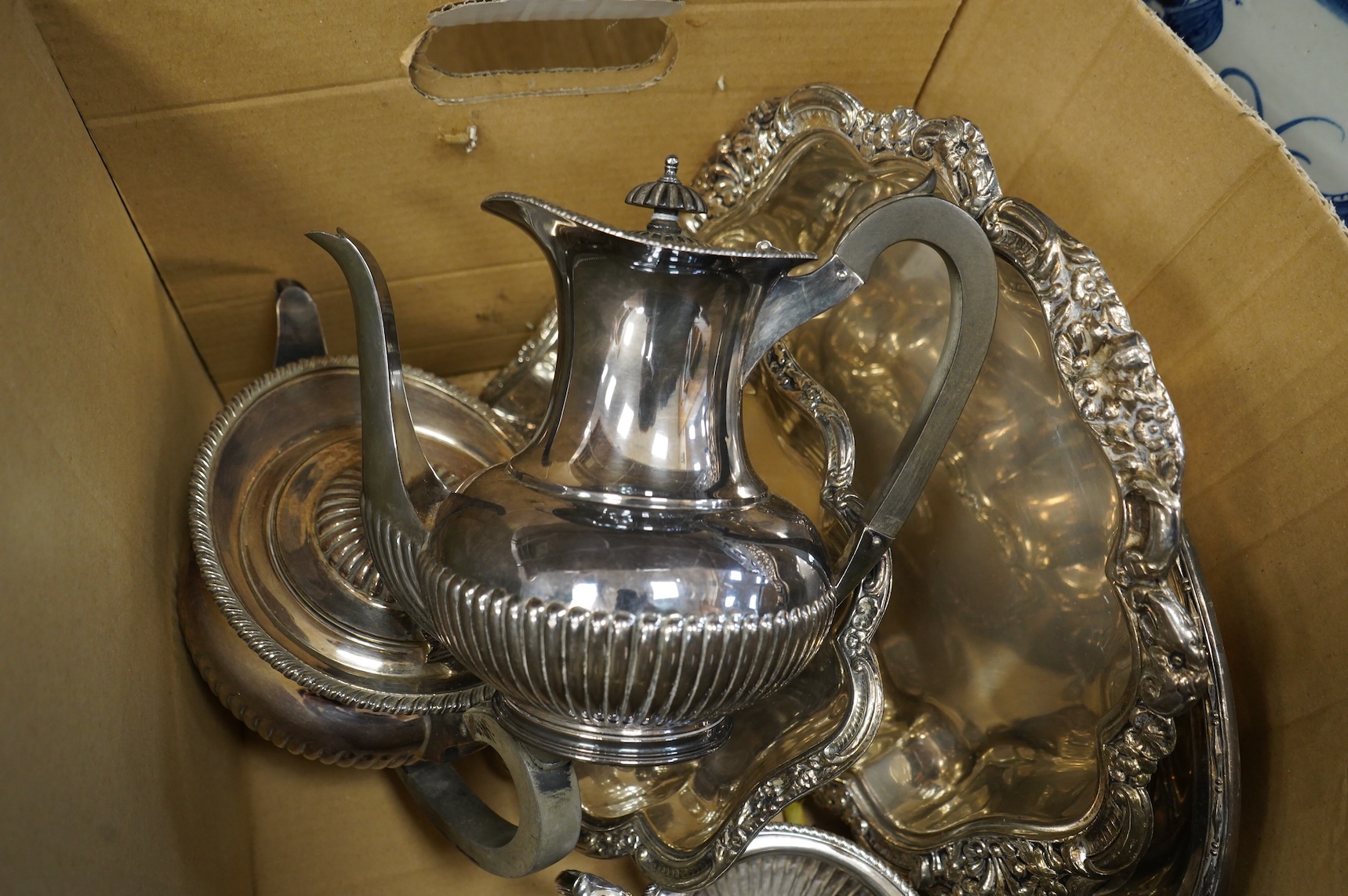 A pair of George III Old Sheffield plate candlesticks Mappin & Webb tea service